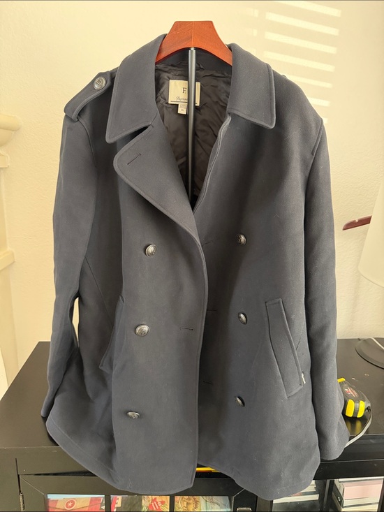 Faconnable Other - Faconnable Navy Double-Breasted Peacoat